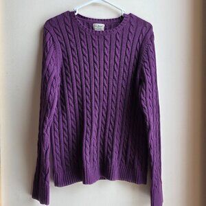 L.L Bean Purple Cable Knit Sweater Size Medium